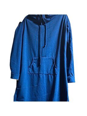 Doublju Womens Hoodie Top Royal Blue Drawstring Pullover Casual Size 2X